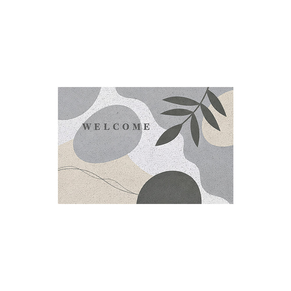 Grey Blob Leaf Coil Entrance Mat