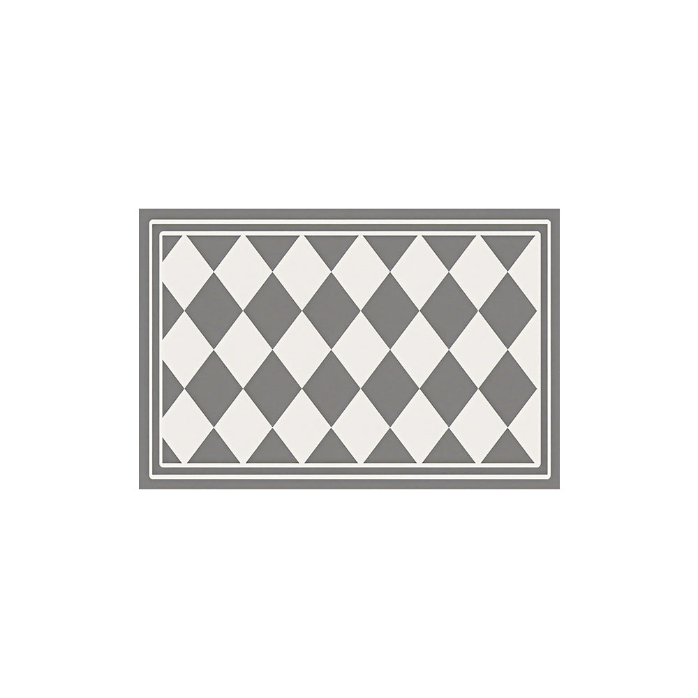 Grey White Framed Argyle Diamond Coil Bath Mat