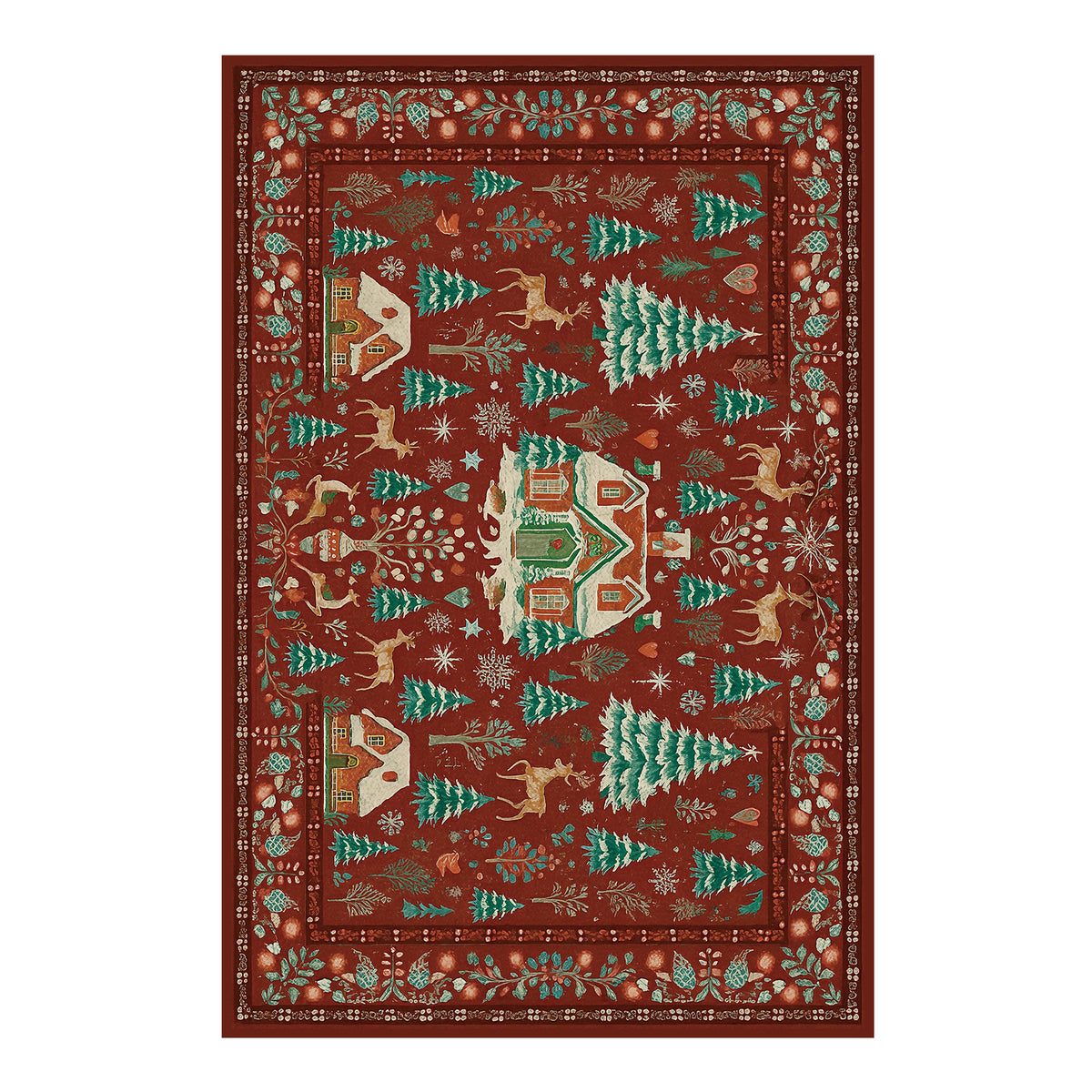 Gwen Burgundy Forest Green Rug
