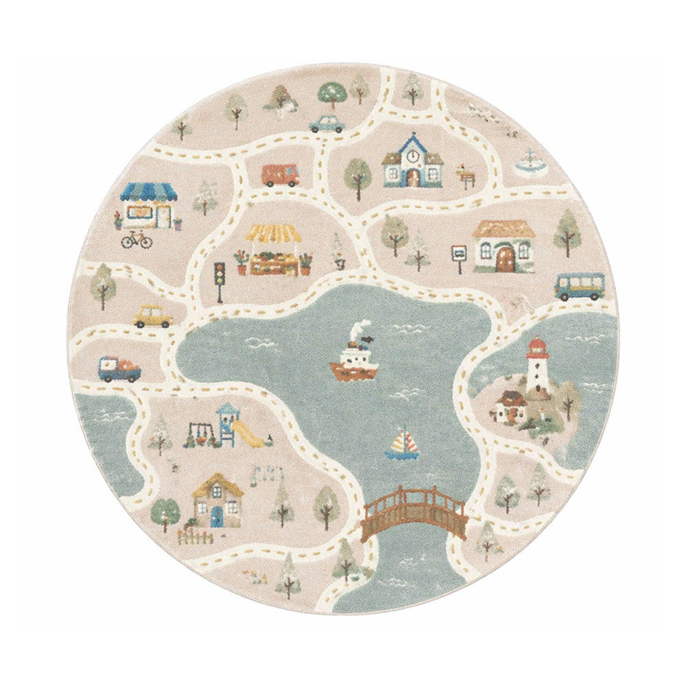HarborTown Map Round Rug