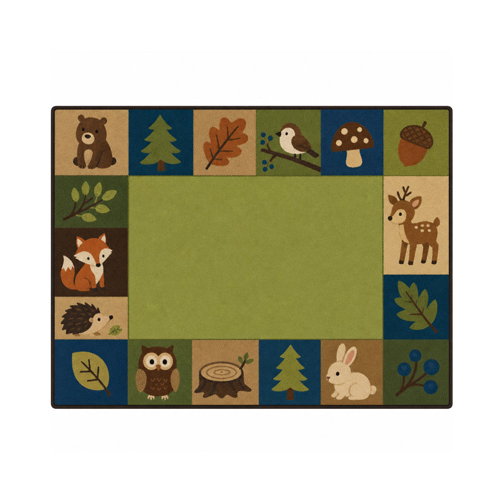 Hazel Forest Green Woodland Wildlife Rug