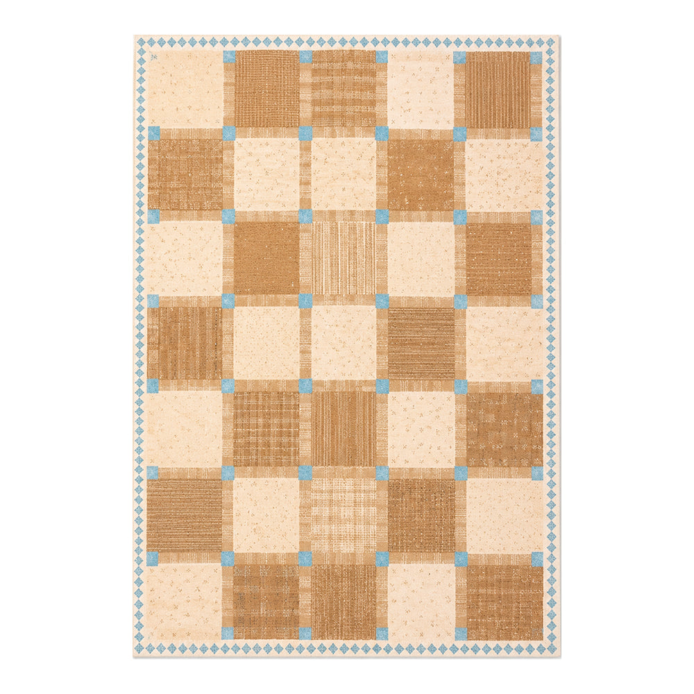 Hearth Cream Apricot Textured Check Rug