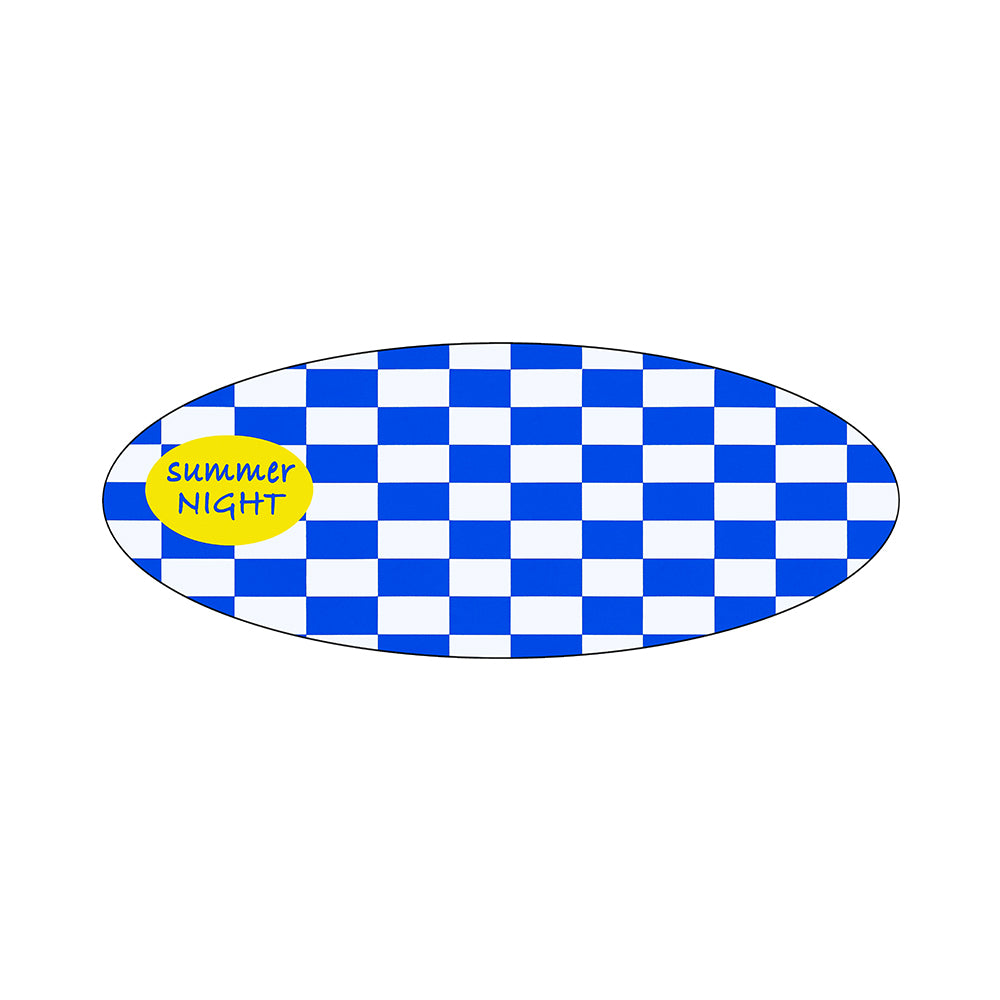 Huda Royal Blue White Checkerboard Oval Rug
