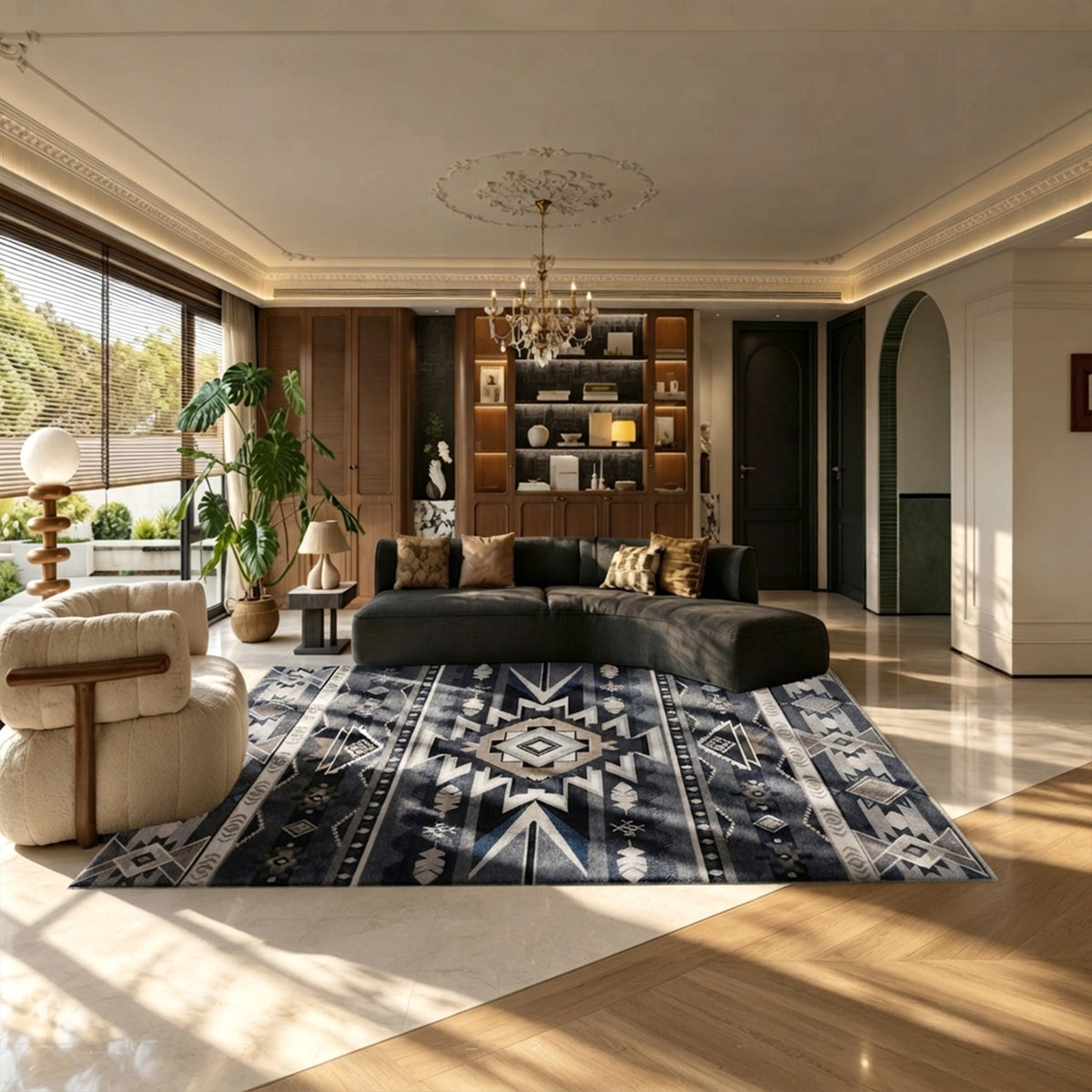 Hudson Grey Tribal Khaki Rug