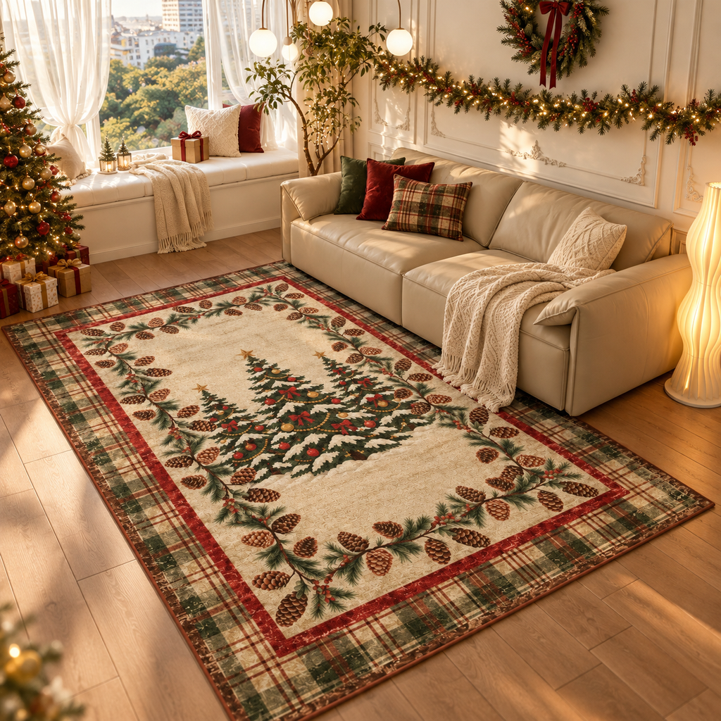 Jesse Cream Red Plaid Rug