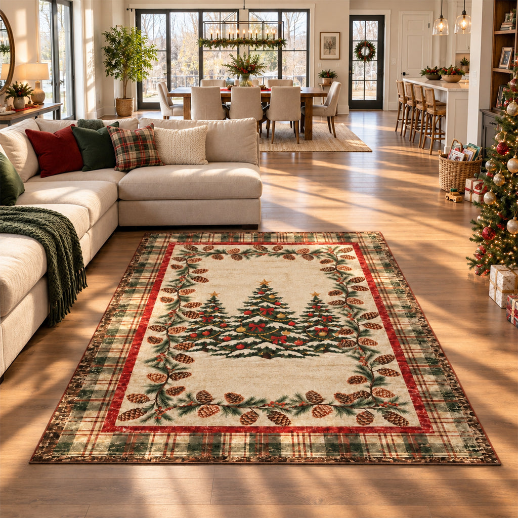 Jesse Cream Red Plaid Rug