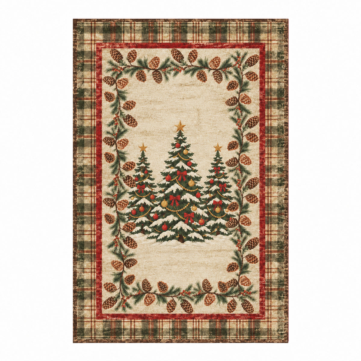 Jesse Cream Red Plaid Rug