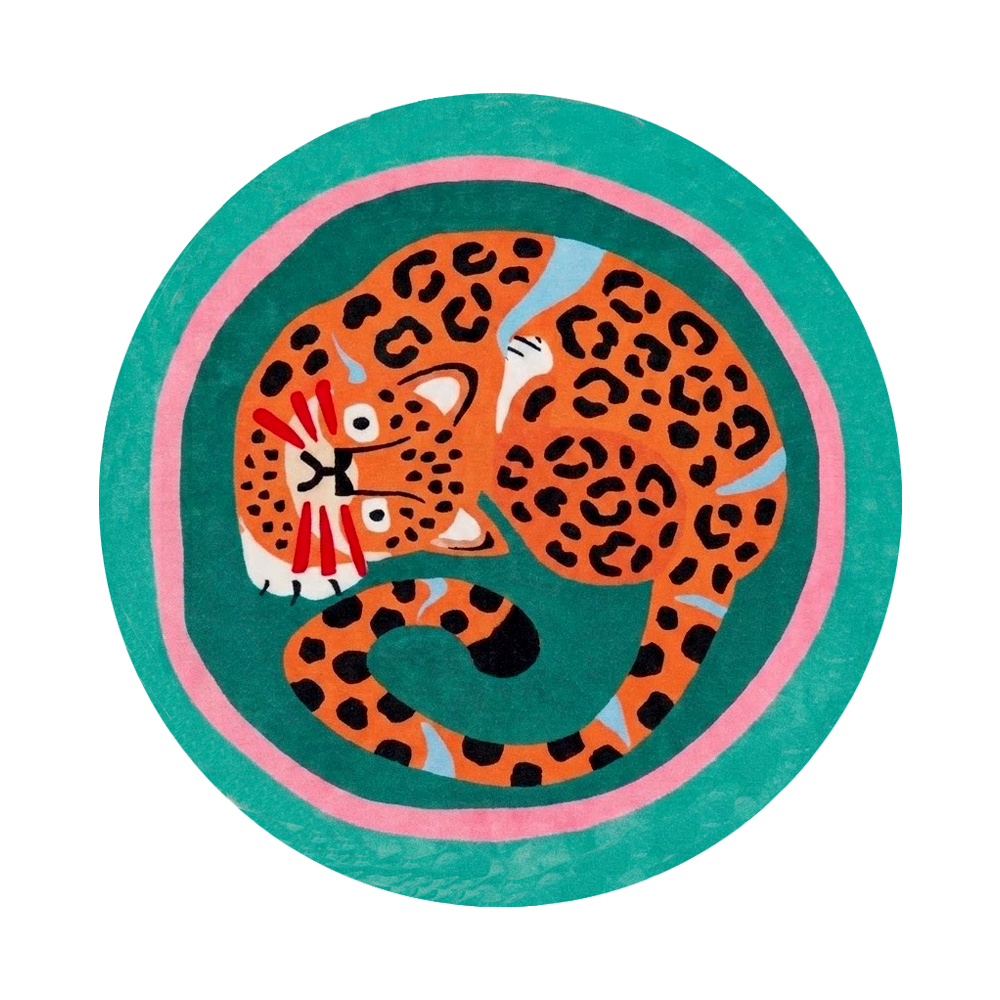 Joren Teal Green Tangerine Round Rug