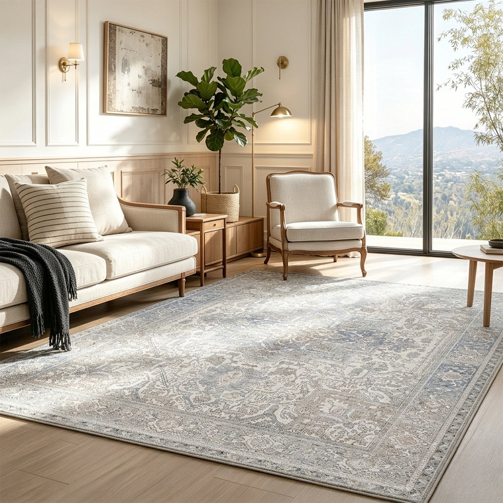 Kaelior Ivory Light Blue Neutral Rug