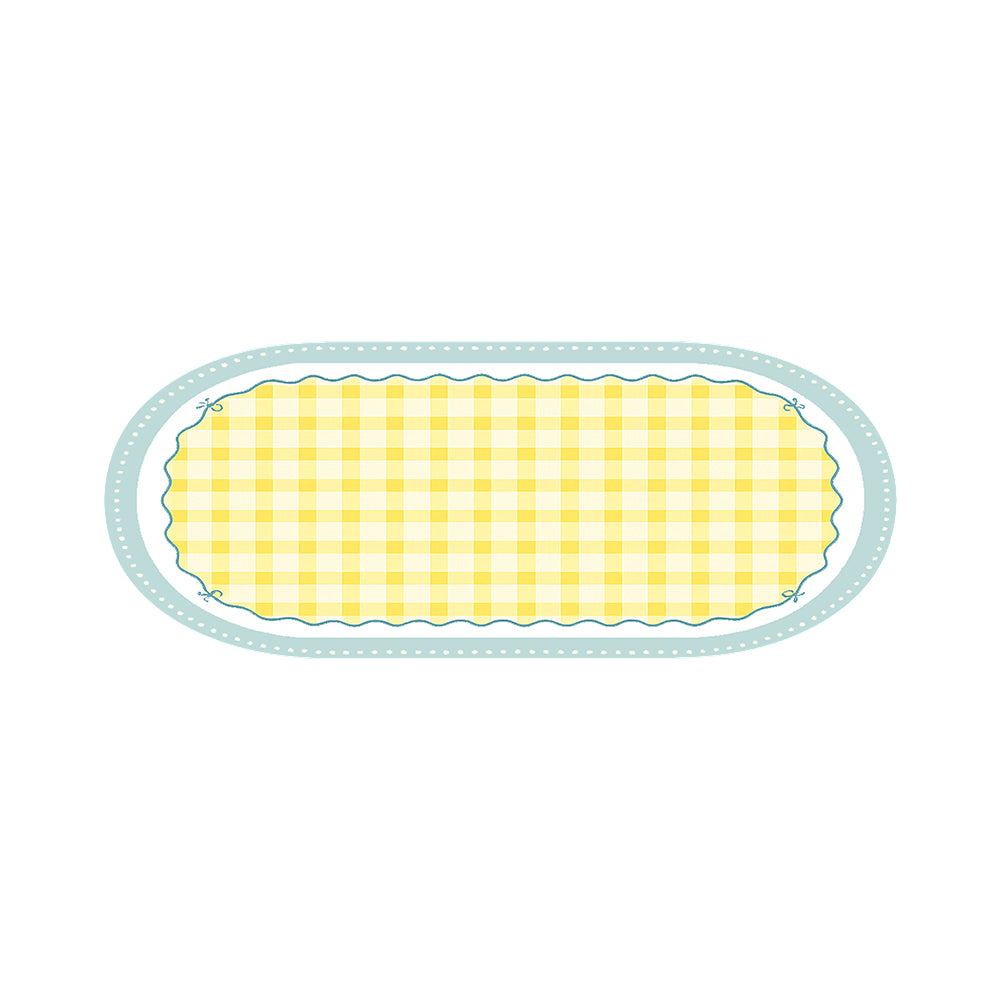 Kinsey Yellow White Gingham Double Scalloped Rug