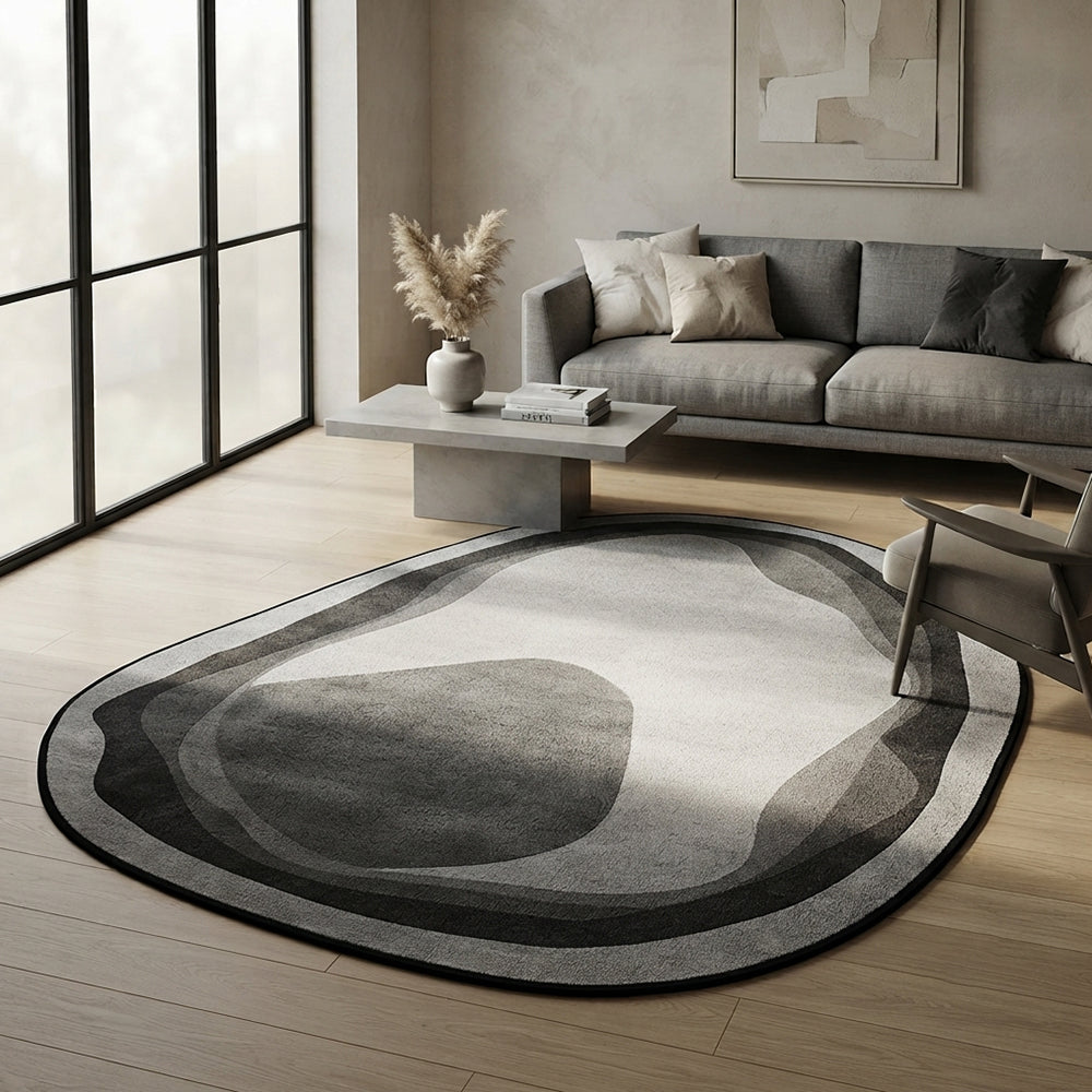 Kuro Multi Gradient Gray Pebble Stone Rug