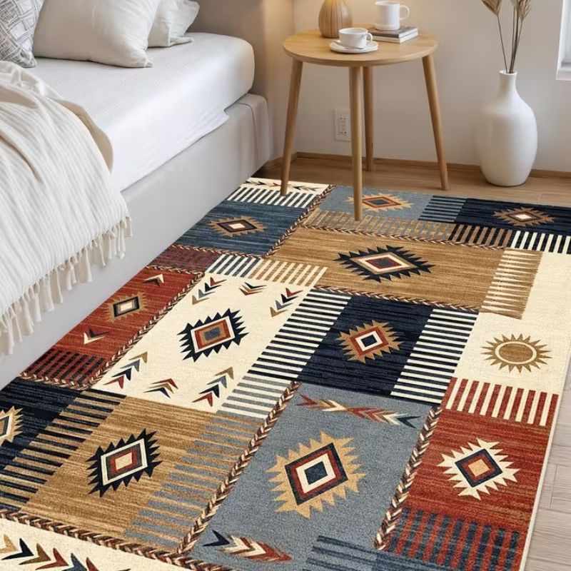 Kyran Cream Rust Slate Charcoal Patchwork Rug