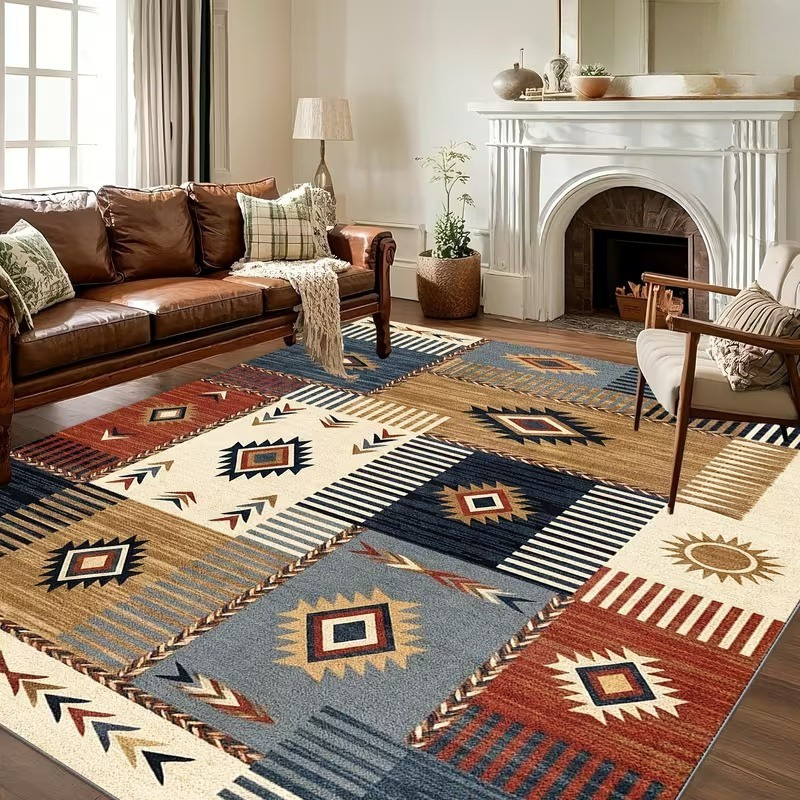 Kyran Cream Rust Slate Charcoal Patchwork Rug