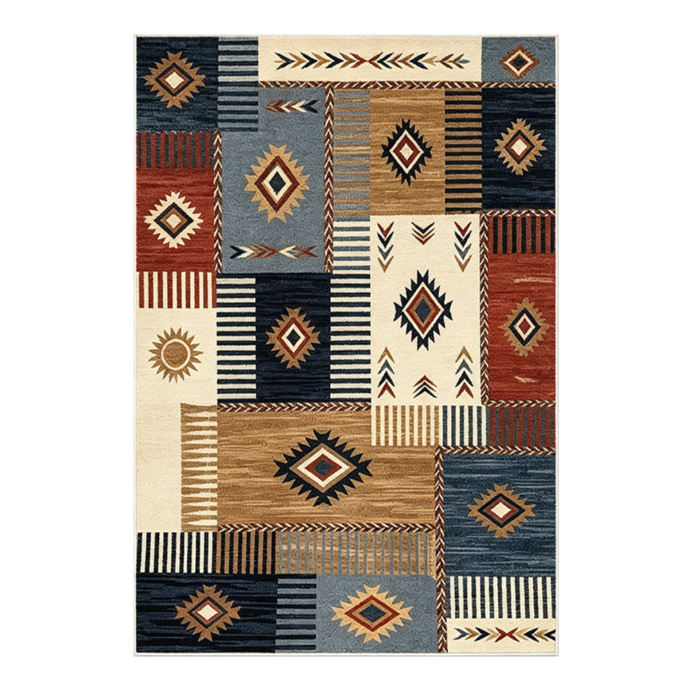 Kyran Cream Rust Slate Charcoal Patchwork Rug