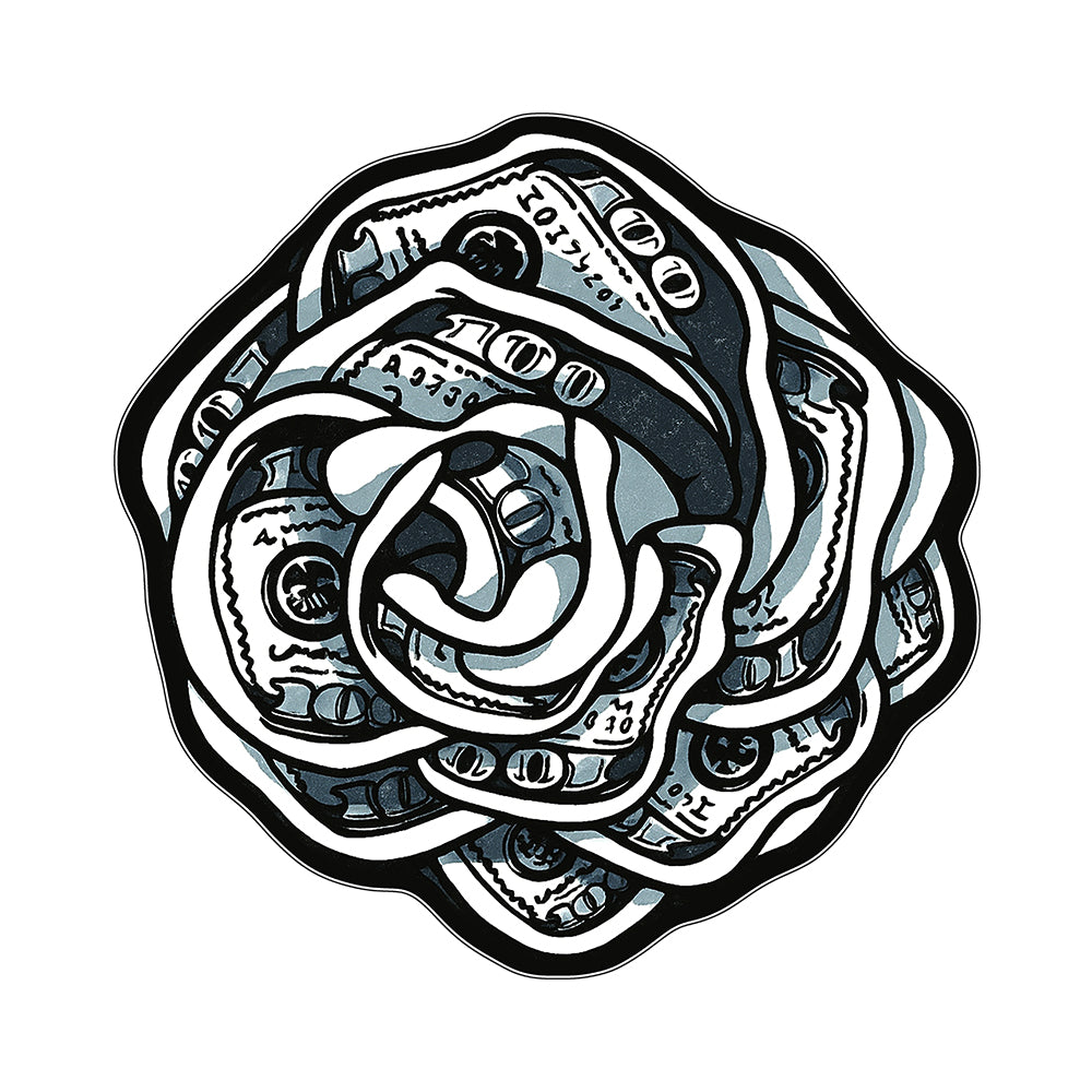 Monochrome Grey Banknote Rose Rug