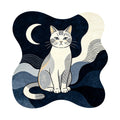 Layla Deep Navy Cream Ivory Cat Rug