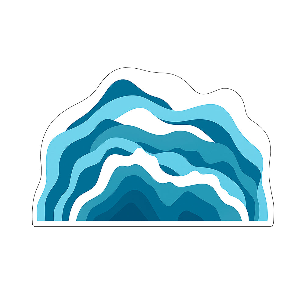 Deep Teal Bright White Ocean Wave Rug