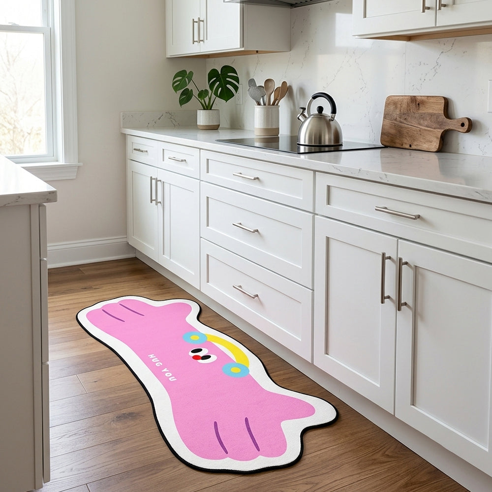 Leila Pink Cartoon Hugging Palm Rug