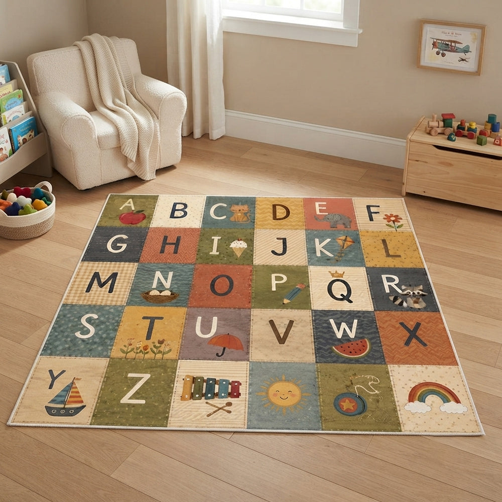 Letterly Multicolor Alphabet Animal Rug