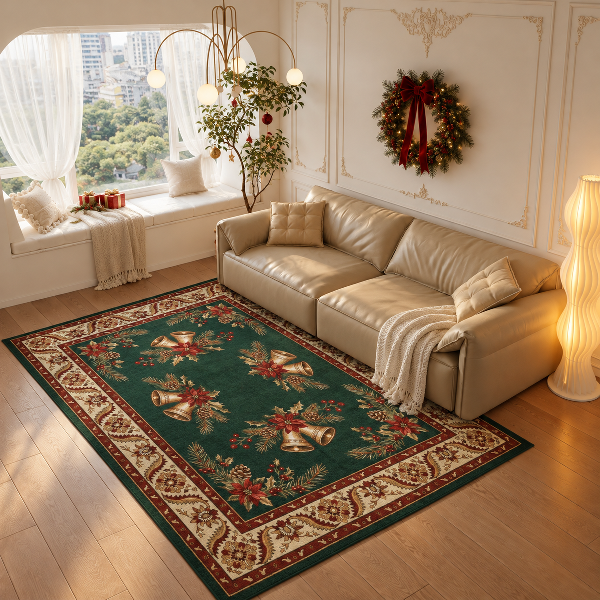 Lila Green Red Bell Rug