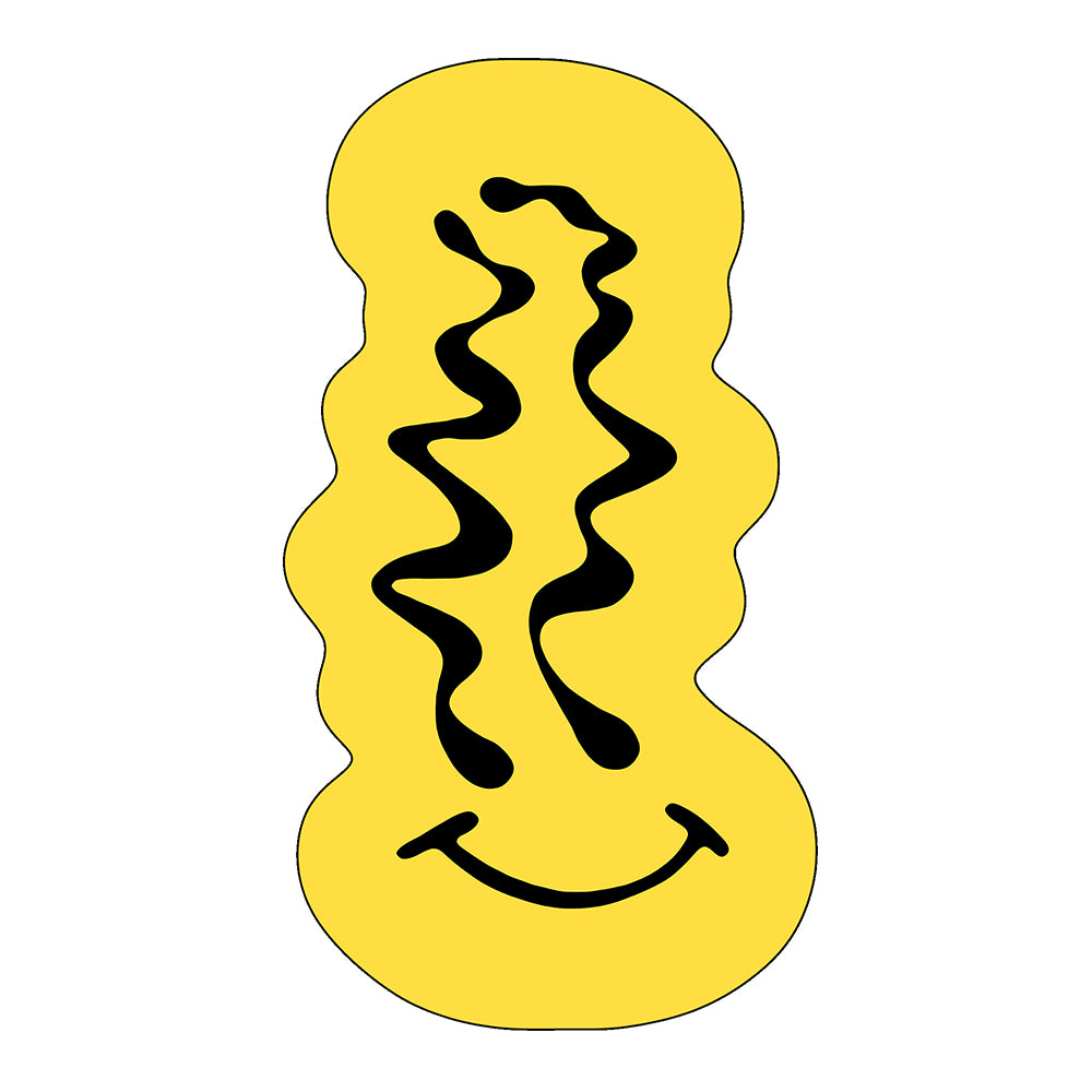 Lina Sunny Yellow Jet Black Wavy Smiley Rug