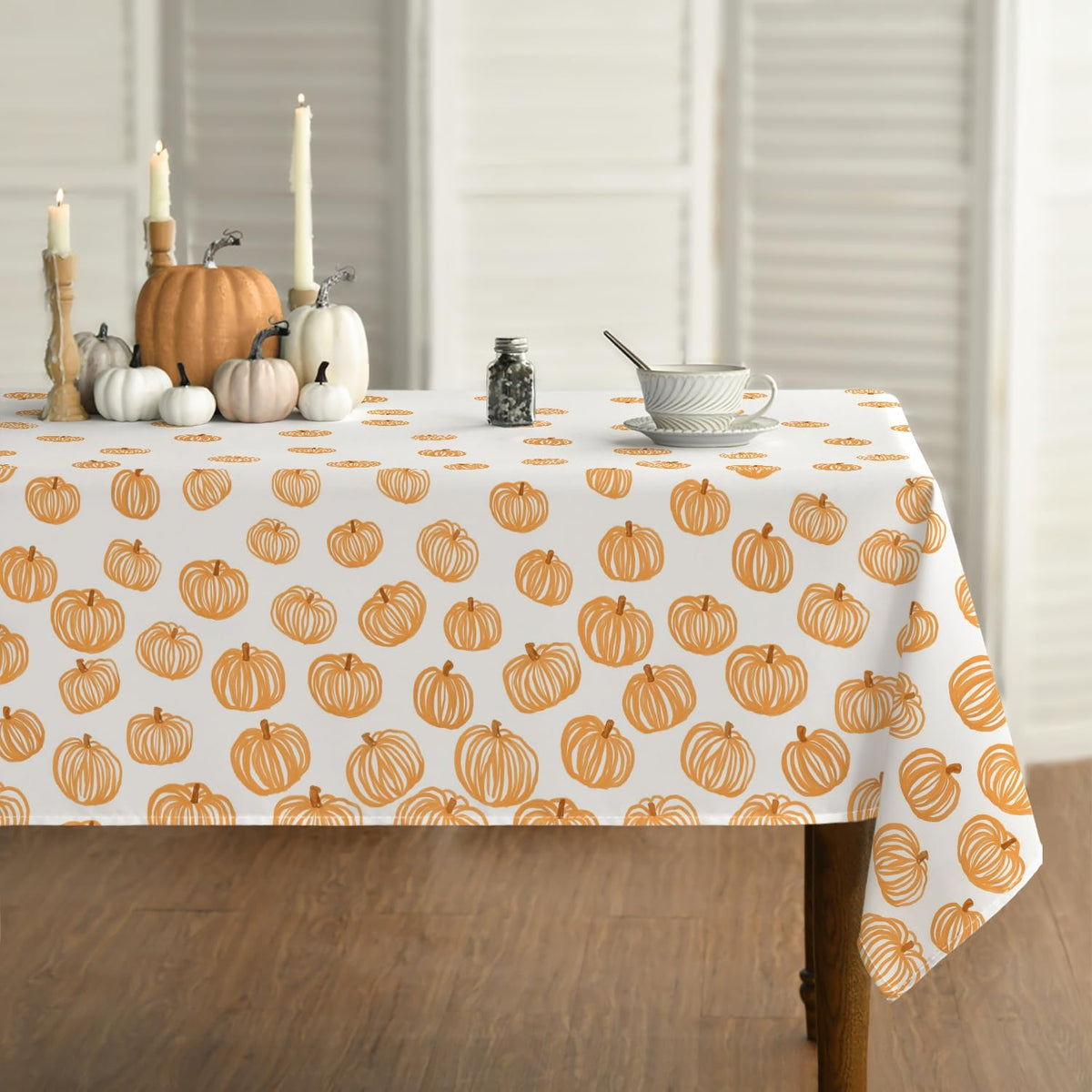 Line Art Pumpkin Fall Tablecloth