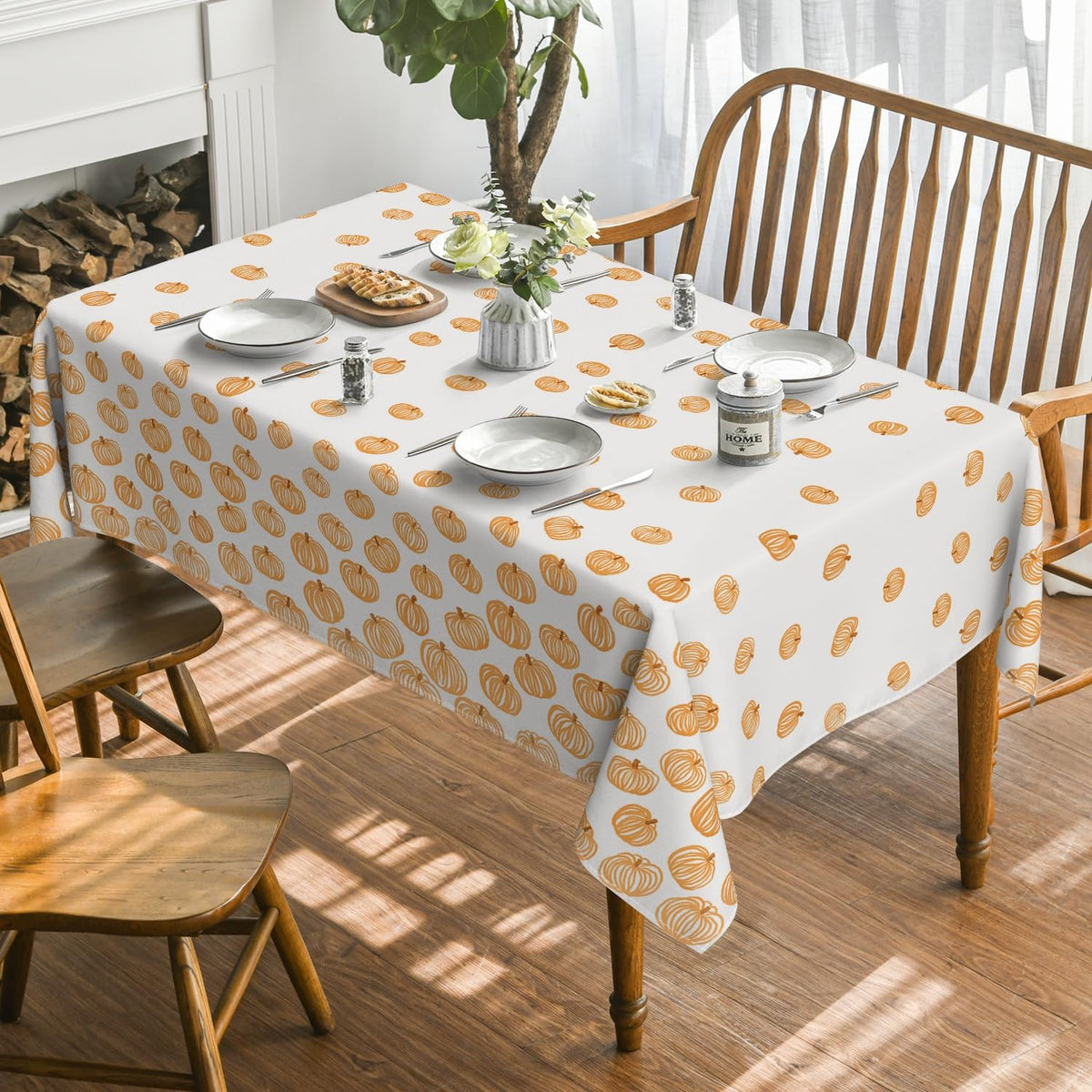 Line Art Pumpkin Fall Tablecloth