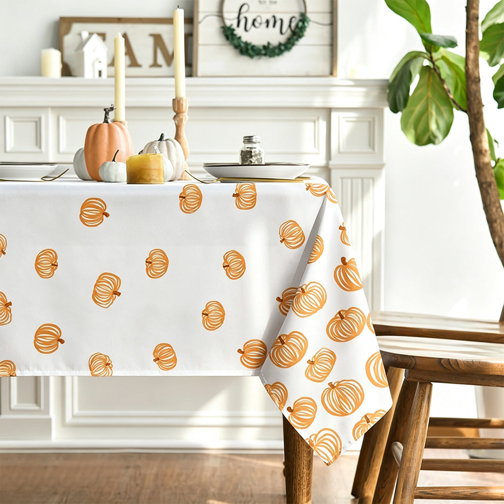 Line Art Pumpkin Fall Tablecloth