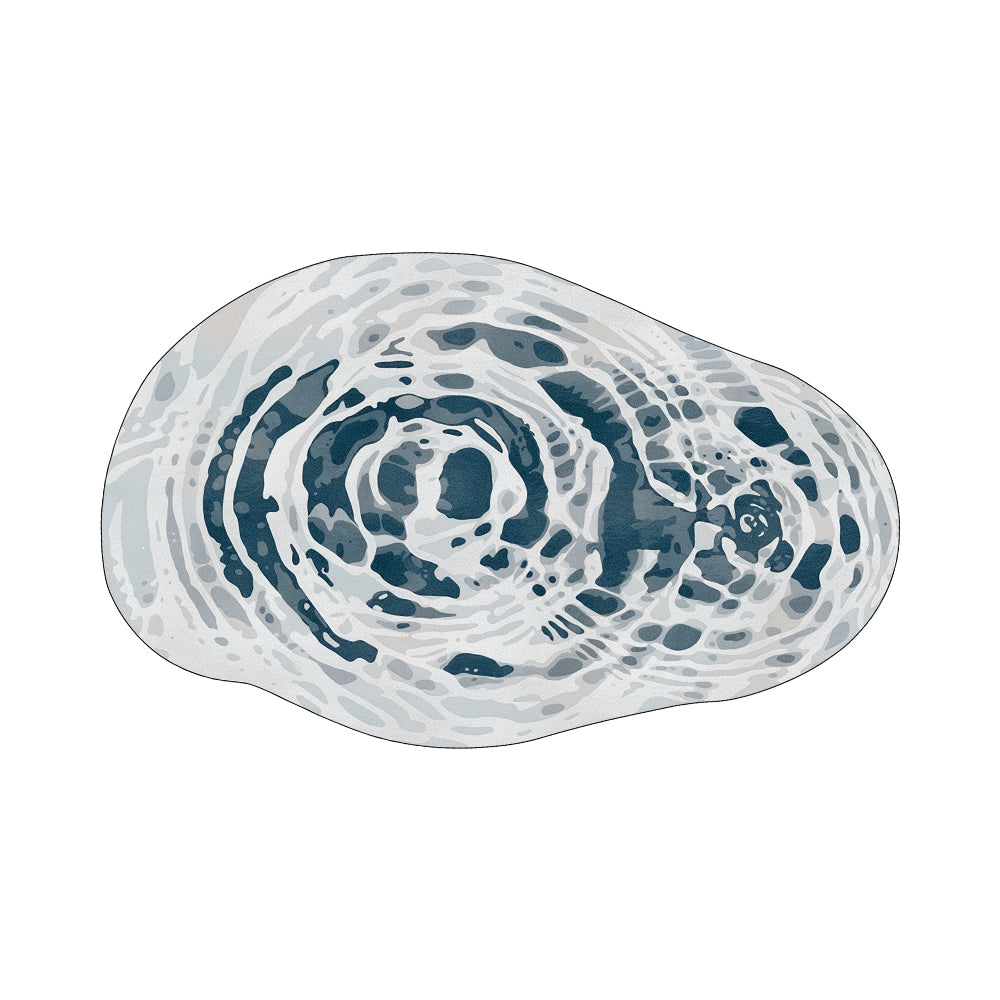 Lior White Navy Blue Ink Swirl Rug