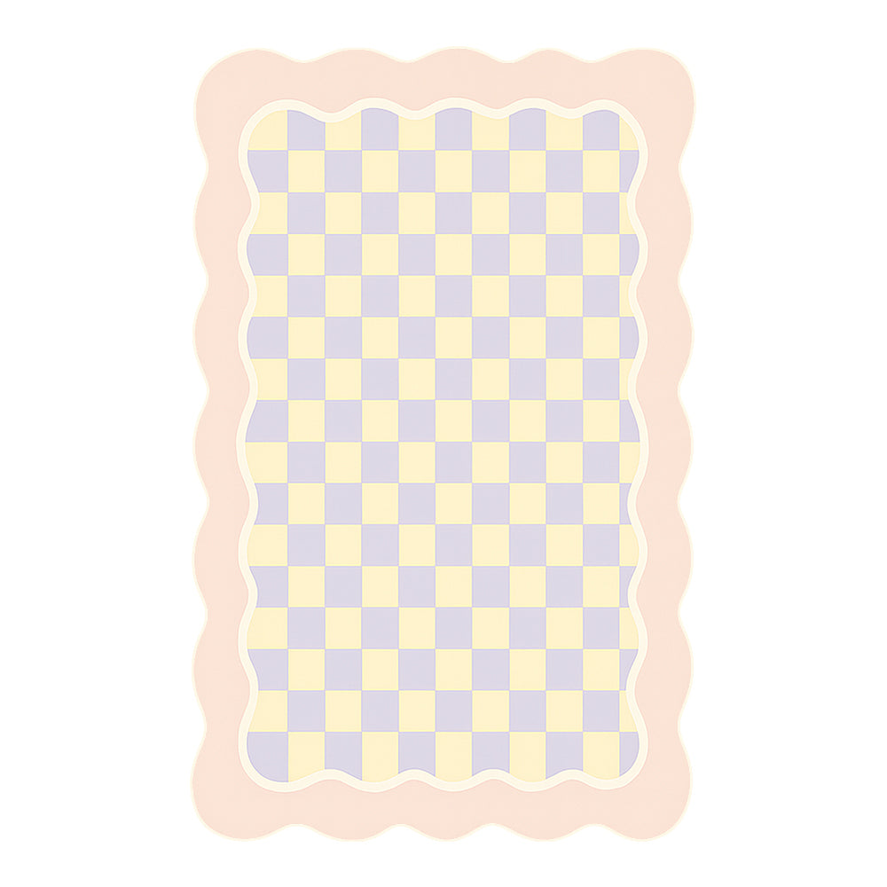 Maren Pastel Yellow Lavender Gingham Double  Rug