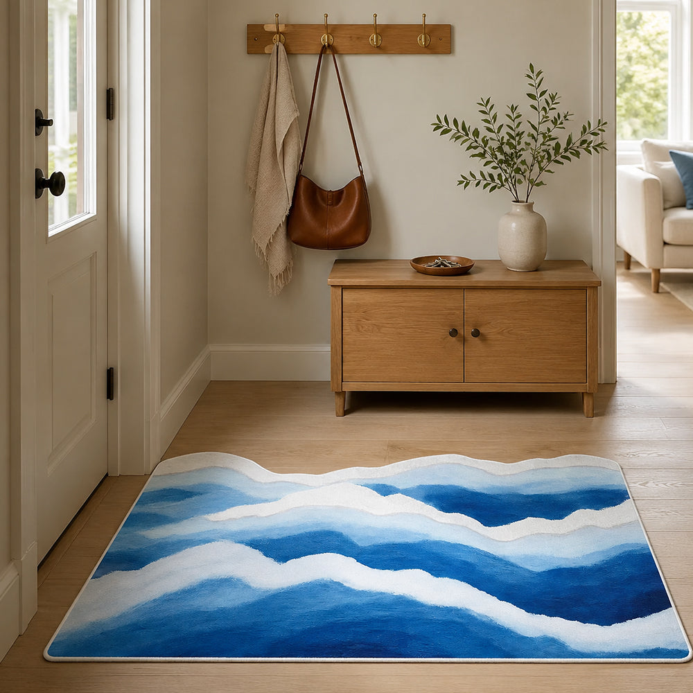 Mariam Deep Cobalt Off-White Rug 3x5 ft 5x8 ft