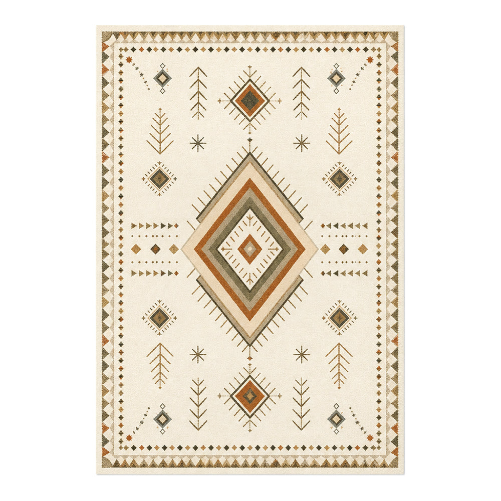 Maris Cream Olive Diamond Medallion Rug