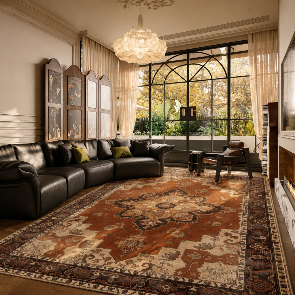 Marwen Rust Red Cream Brown Multi Rug