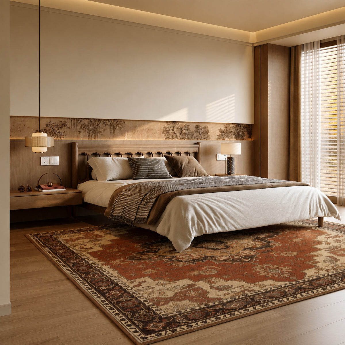 Marwen Rust Red Cream Brown Multi Rug