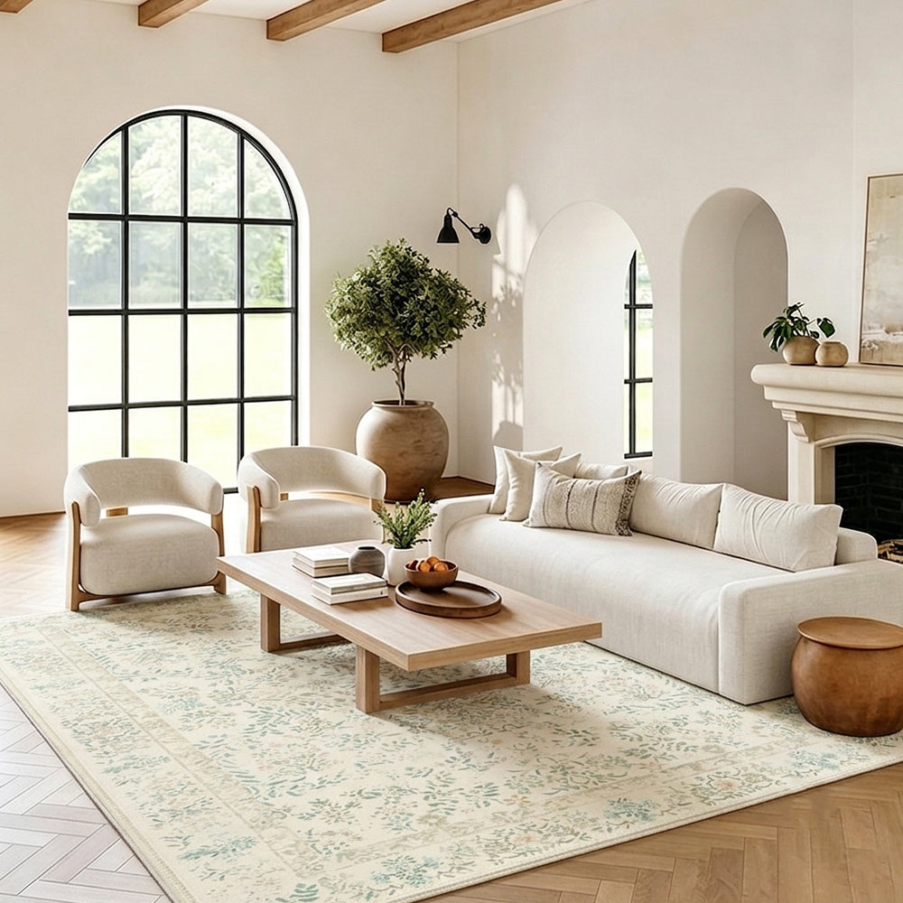 Melowen Ivory Sage Blush Multi-Pastel Rug