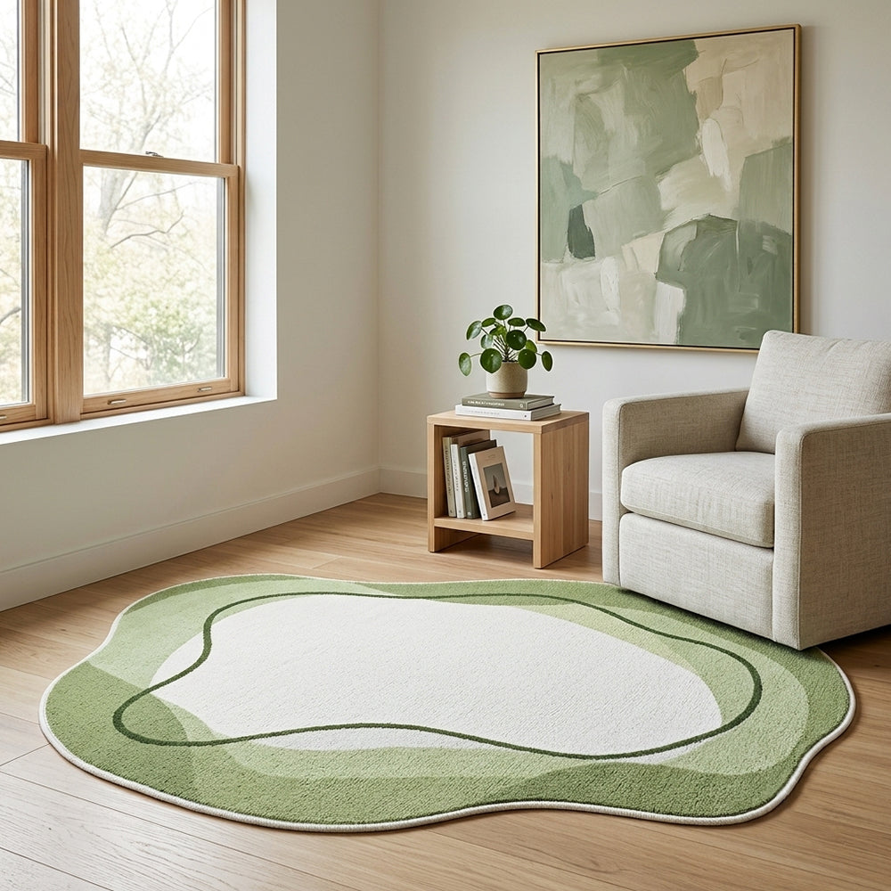 Midori Transparent Gradient Double Layer Green Rug
