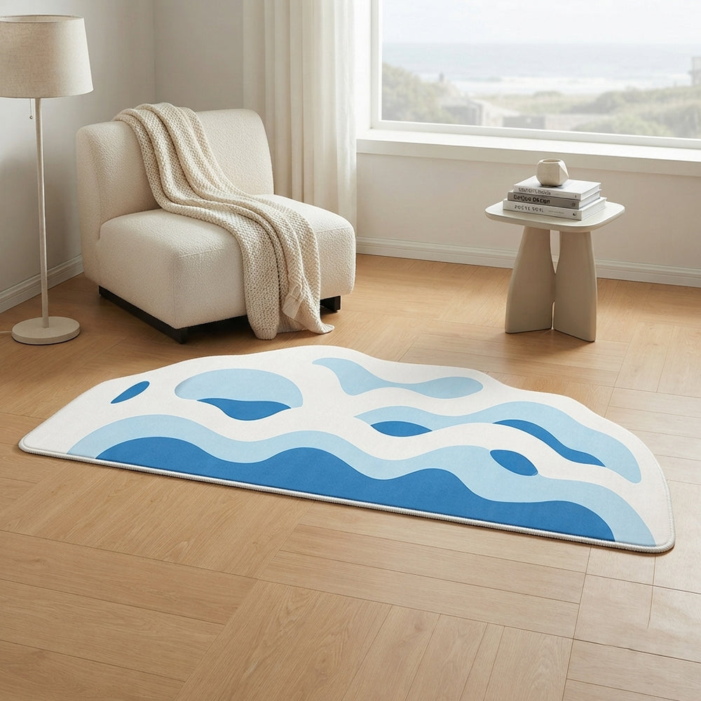Minami Dual-Tone Blue Layered Wave Rug