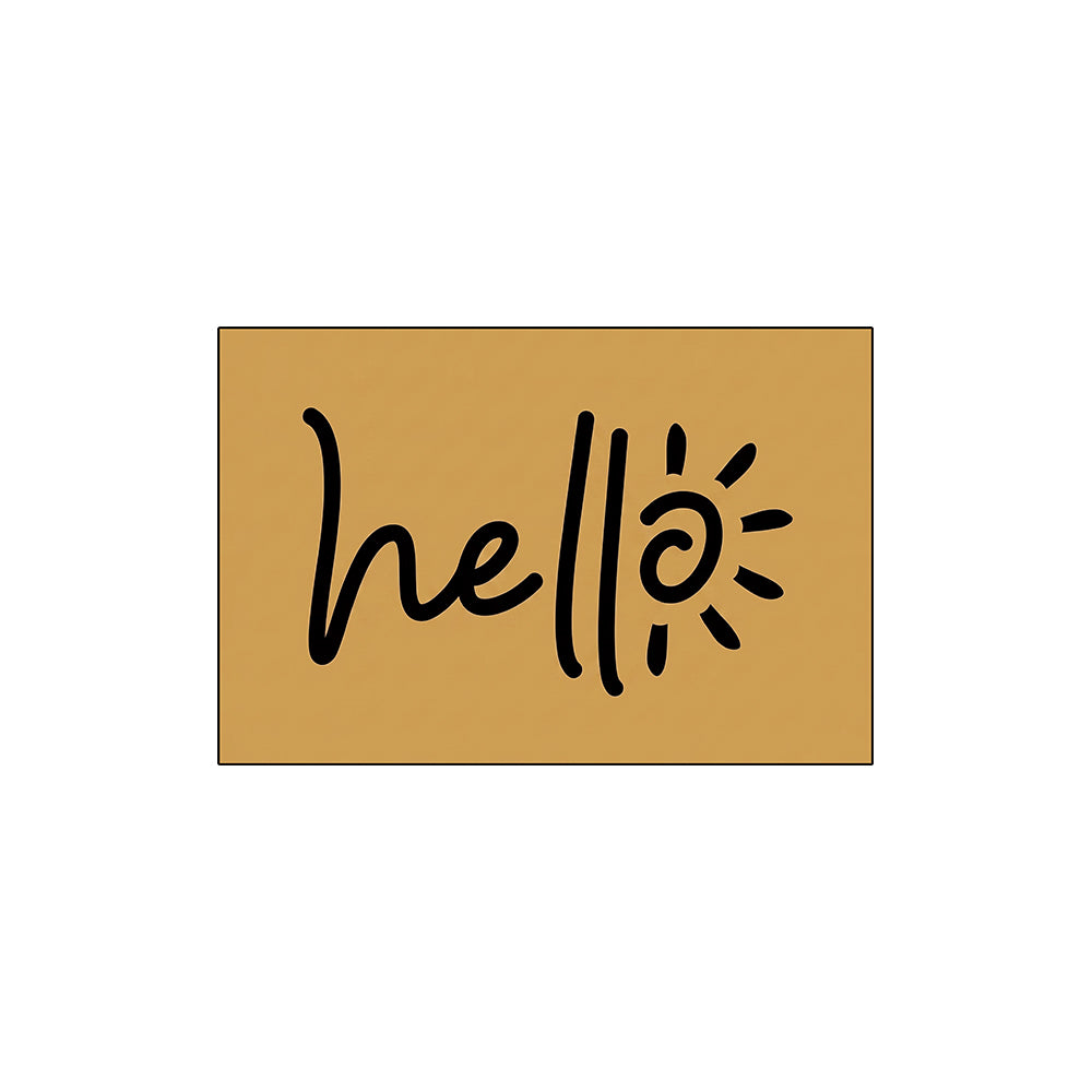 Minimal Hello Hand Script Coil Entrance Mat
