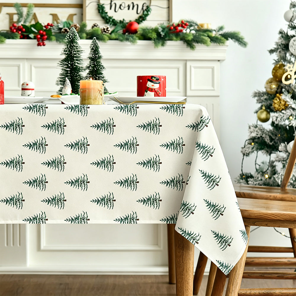 Minimalist Green Pine Christmas Tree Tablecloth