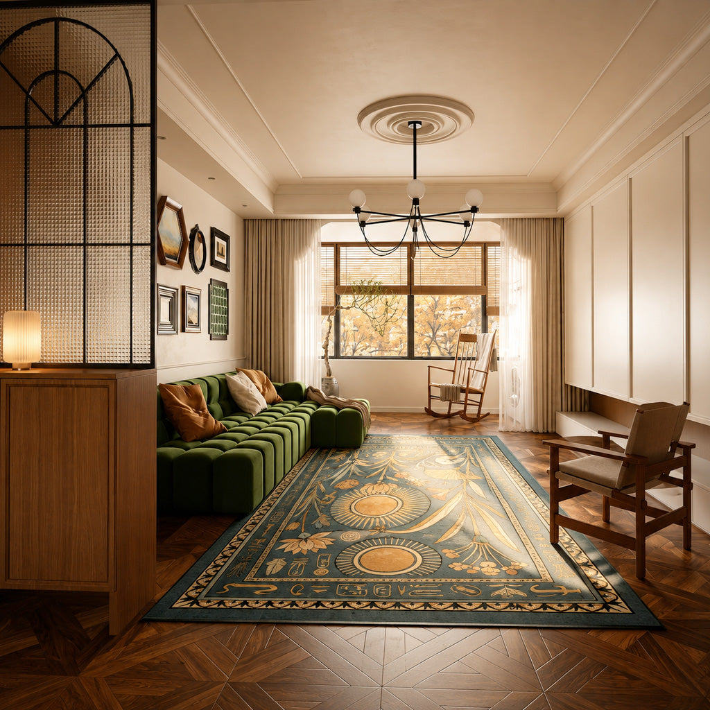 Mirelle Teal Gold Cream Rug