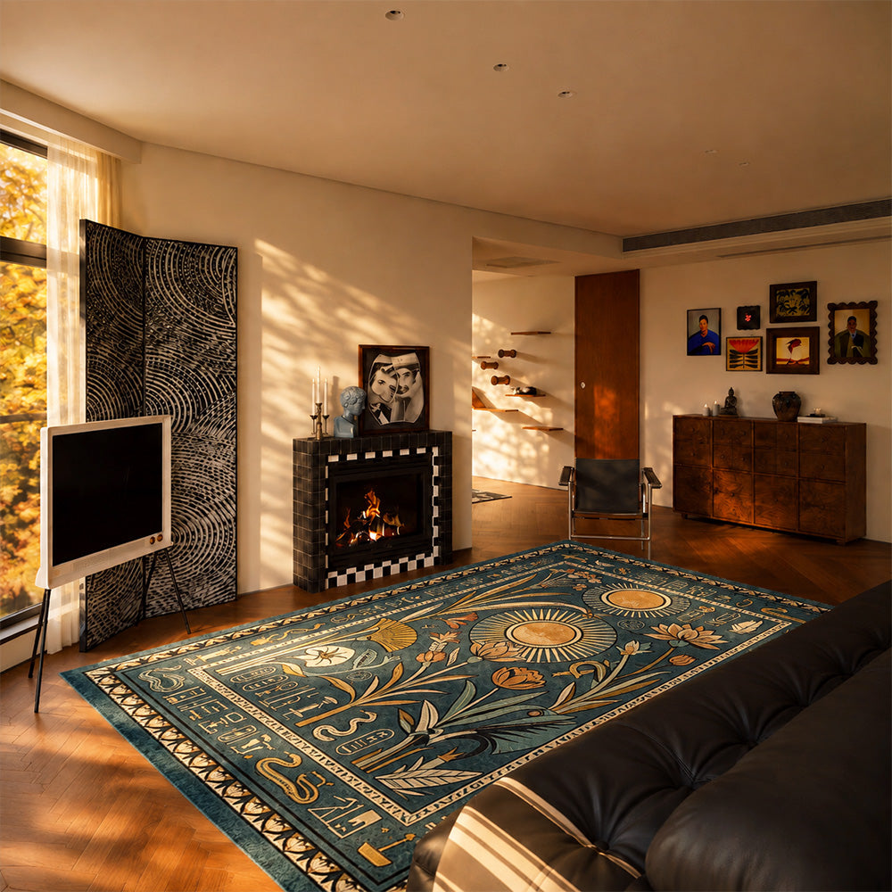 Mirelle Teal Gold Cream Rug