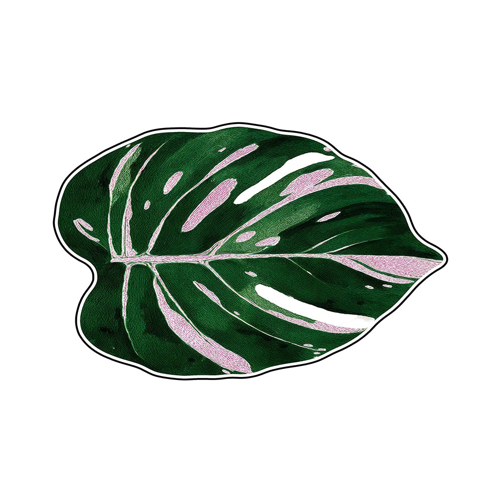 Mona Deep Emerald Dusty Blush Leaf Rug