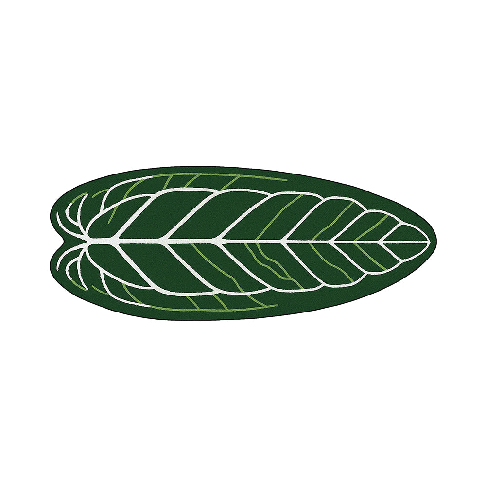 Morrina Forest Green White Art Leaf Rug