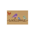 Multi-Color Bird Welcome Script Coil Entrance Mat