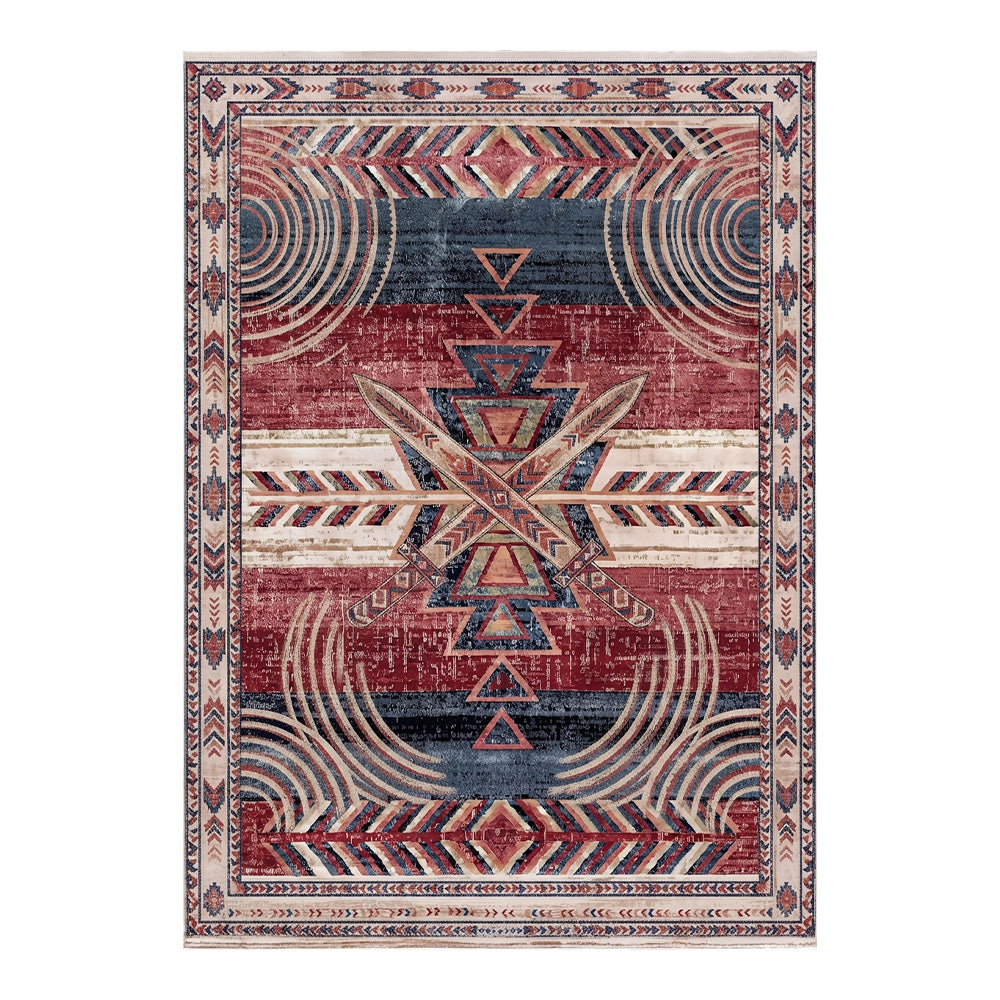 Myrren Rust Red Navy Beige Rug