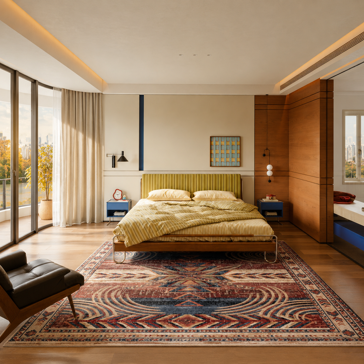 Myrren Rust Red Navy Beige Rug