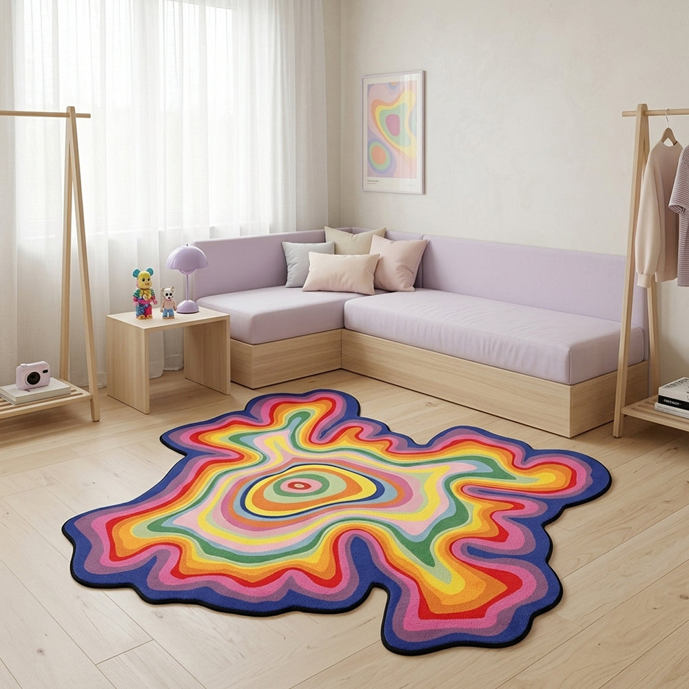 Nadia Multi Rainbow Swirl Psychedelic Blob Rug