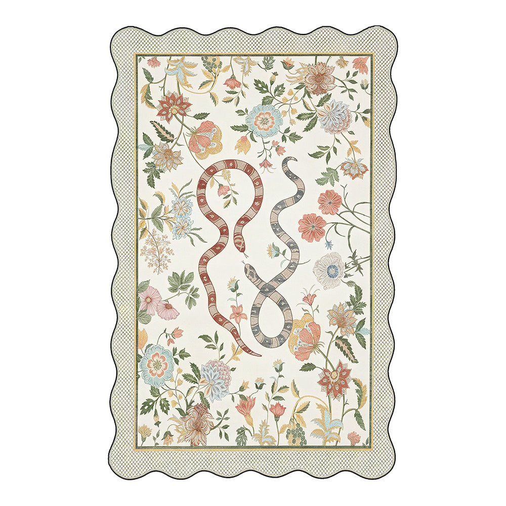 Nadine Cream Ivory Muted Sage Floral Snake Rug