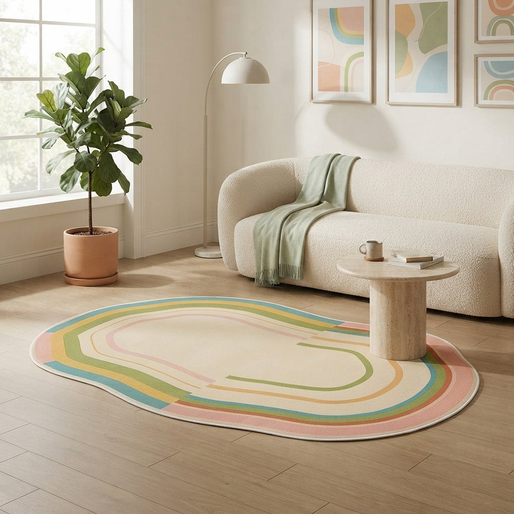 Nagi Pastel Split Rainbow Concentric Rug