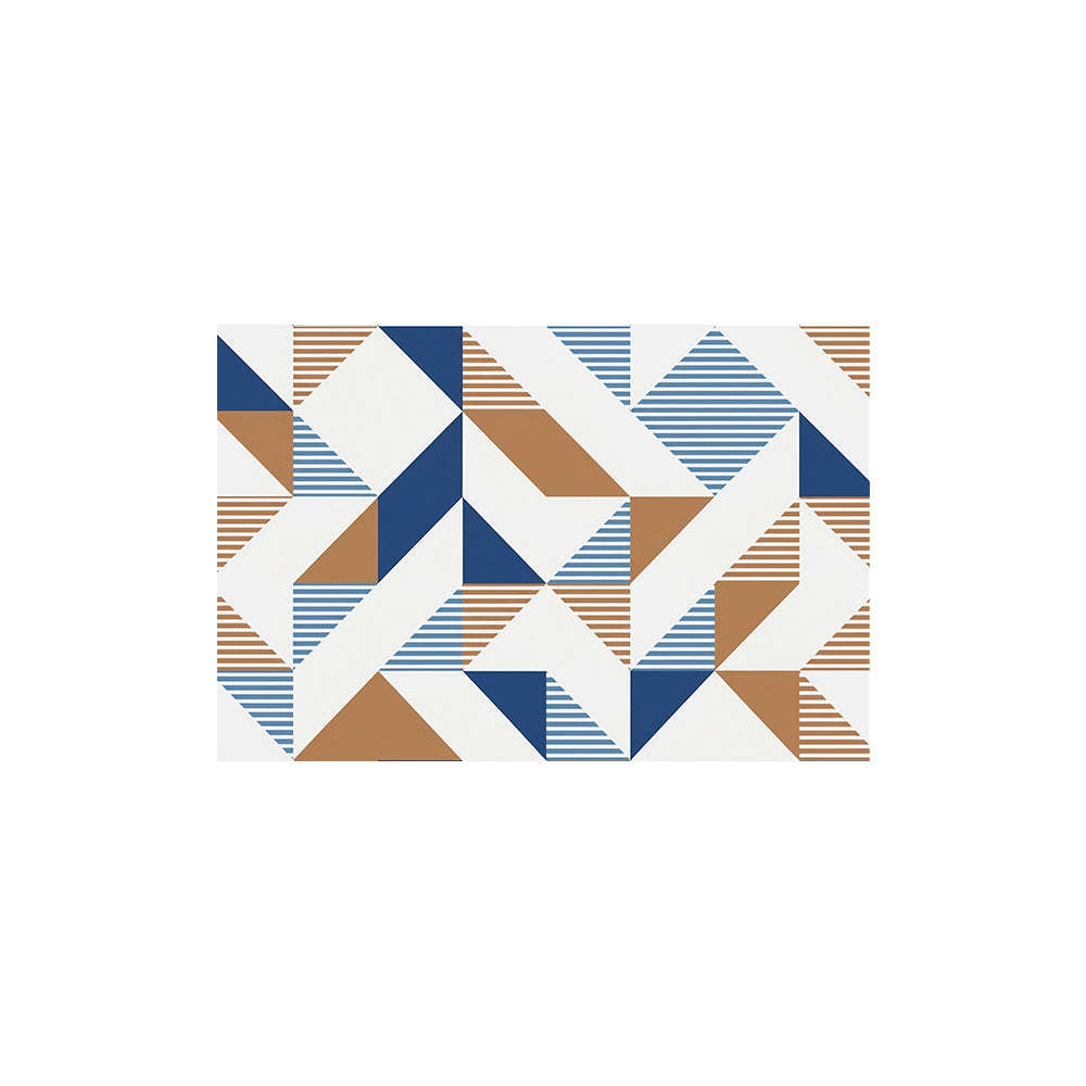 Navy Terracotta Triangle Geometric Coil Bath Mat